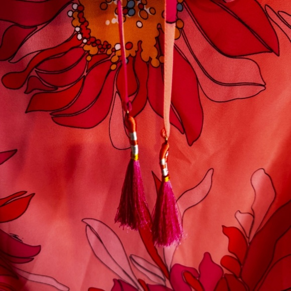 Trina Turk Watson Floral Print Tassel-tie Top In Multi - Picture 4 of 9